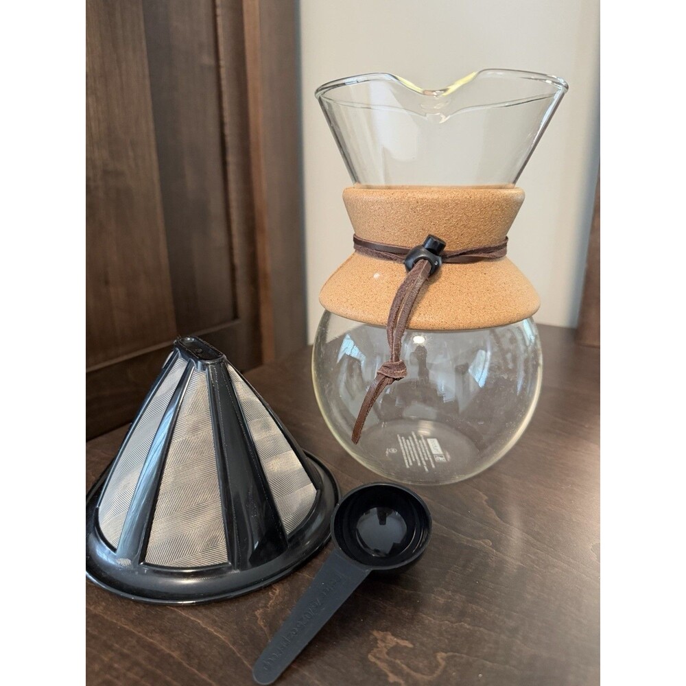 Bodum Glass PourOver Coffee Maker with Removable Filter 34Oz and Scoop 11571-109